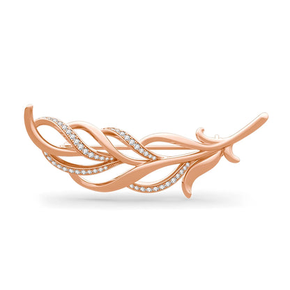 Brosche Blatt Gelbgold Moissanit Luxus Designer Zertifikat Damen
