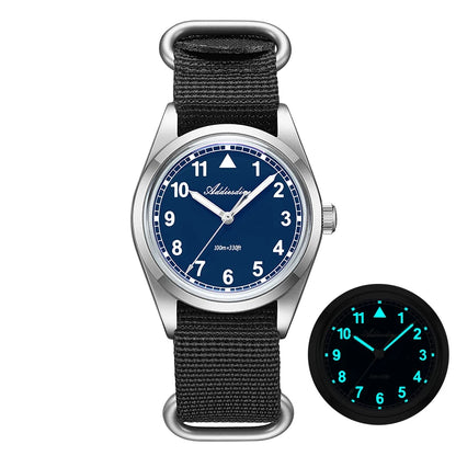 Herren-Quarzuhr mit Bubble-Glas und Nylonarmband