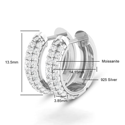 Damen-Hoop-Ohrringe Moissanit in 925 Sterling Silber Feiner Schmuck für Hochzeit und Alltag