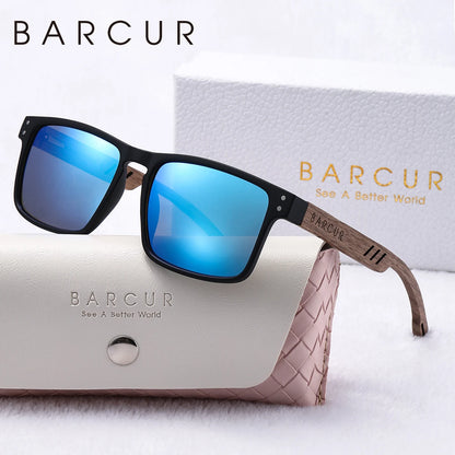 Damen-Sonnenbrille Holz Walnuss Doppelrund Nagel polarisiert UV400
