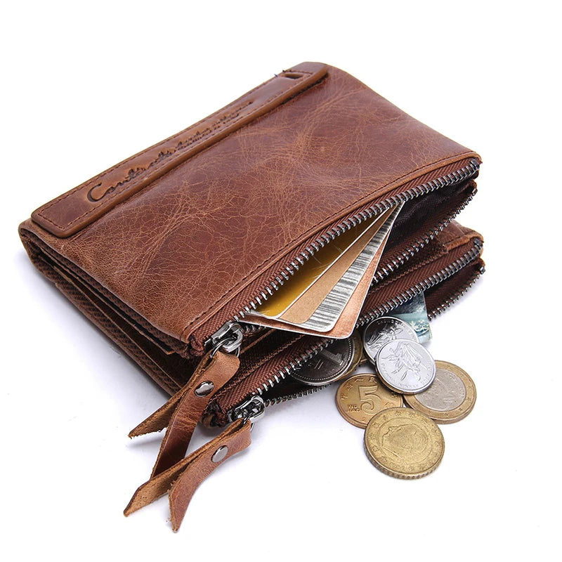 Herren Echtleder Geldbörse Reißverschluss Kartenhalter Luxus Designer Geldclip