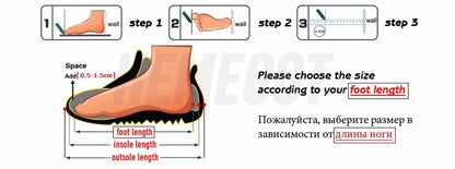 Größenhinweis für Herrenschuhe mit Fußlängen-Skizze und Sizing-Schritten