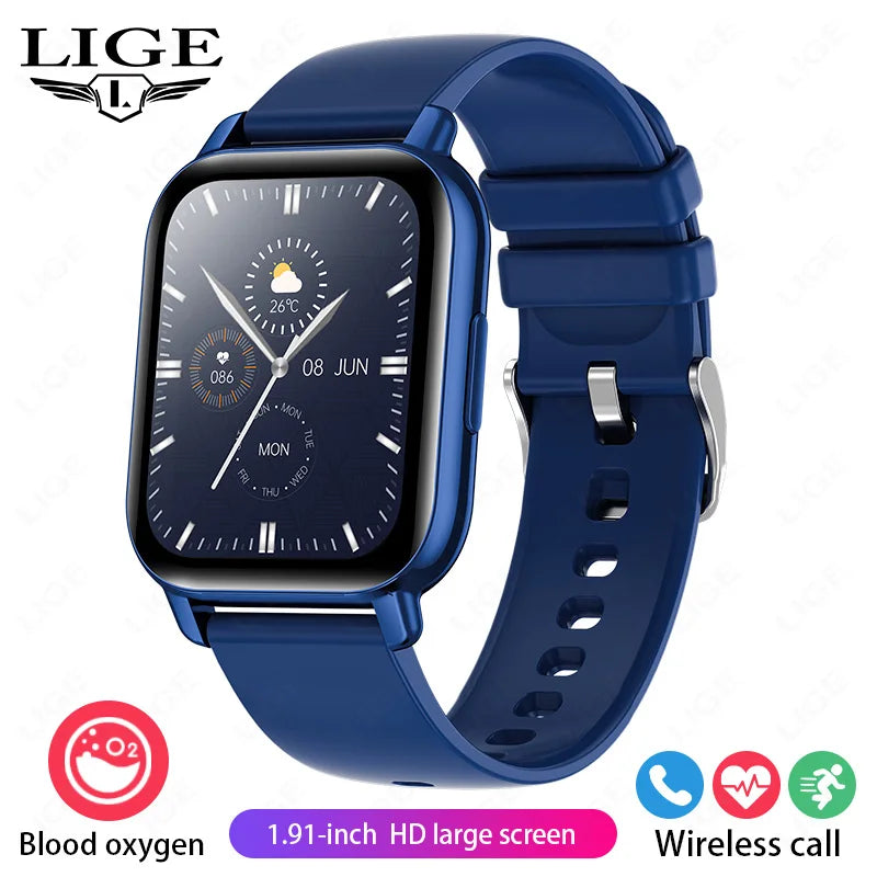 LIGE 2024 Neue Mode Smartwatch Männer 1,91 "HD Bildschirm Bluetooth Anruf Herzfrequenz Blutdruck Schlaf Überwachung Smart Uhr frauen