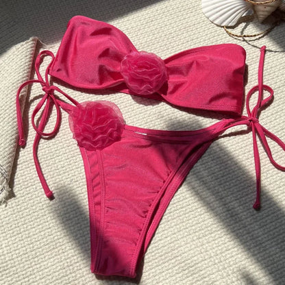 Sexy Bikini-Set mit Push-up-Effekt – Solides Design für Strand und Pool