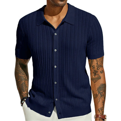 Herren Kurzarmshirt mit Dreiviertelärmeln im koreanischen Stil – elegantes, leichtes Sommer-Oberteil aus Eisseide