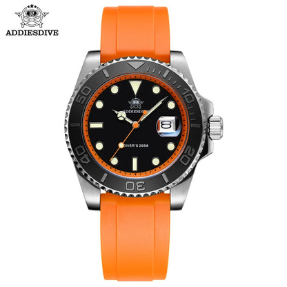 ADDIESDIVE 41mm AD2040 Sports Diver Watch TPU rubber belt Blue Luminous Reloj Hombre 200m Waterproof Quartz Watches