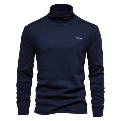 Herren T-Shirt mit hohem Kragen für lässige Herbst- und Wintermode