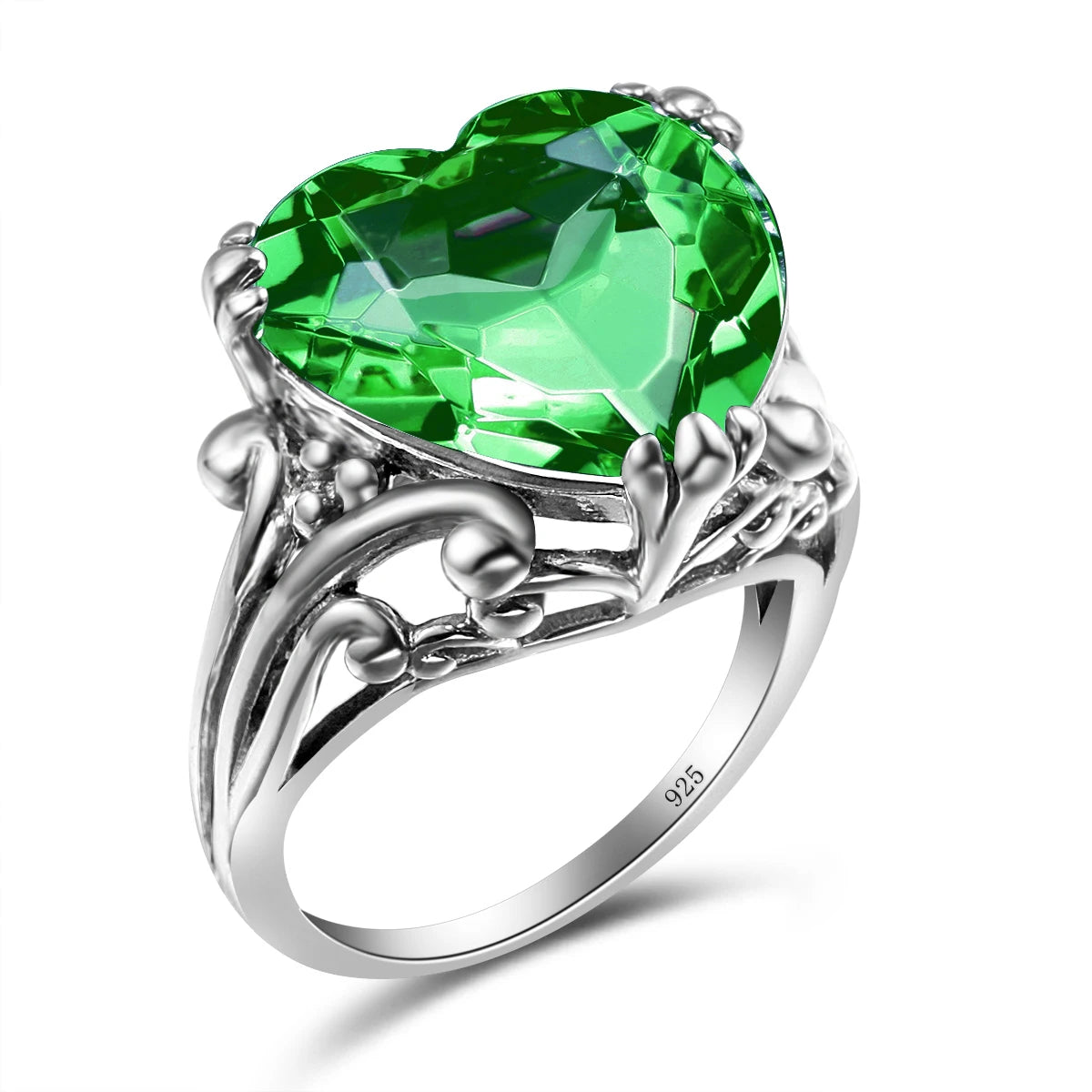 Damen-Ring aus 925-Silber mit Herzform und Mystic-Topas Regenbogenfarben für Alltag und festliche Anlässe