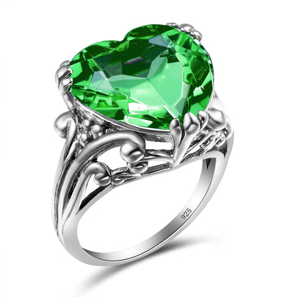 Damen-Ring aus 925-Silber mit Herzform und Mystic-Topas Regenbogenfarben für Alltag und festliche Anlässe