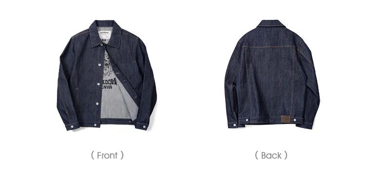 Herren Jeansjacke Retro 16,5 Unzen Schwere Baumwoll-Reversjacke Klassischer Mantel