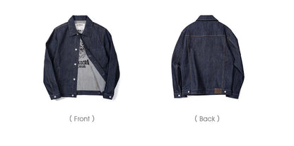 Herren Jeansjacke Retro 16,5 Unzen Schwere Baumwoll-Reversjacke Klassischer Mantel