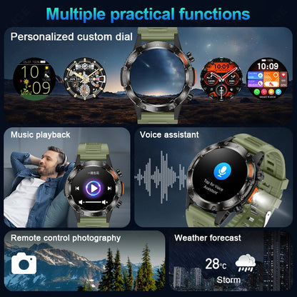 Männer Smartwatch im Outdoor-Design mit Bluetooth und Herzfrequenzmessung