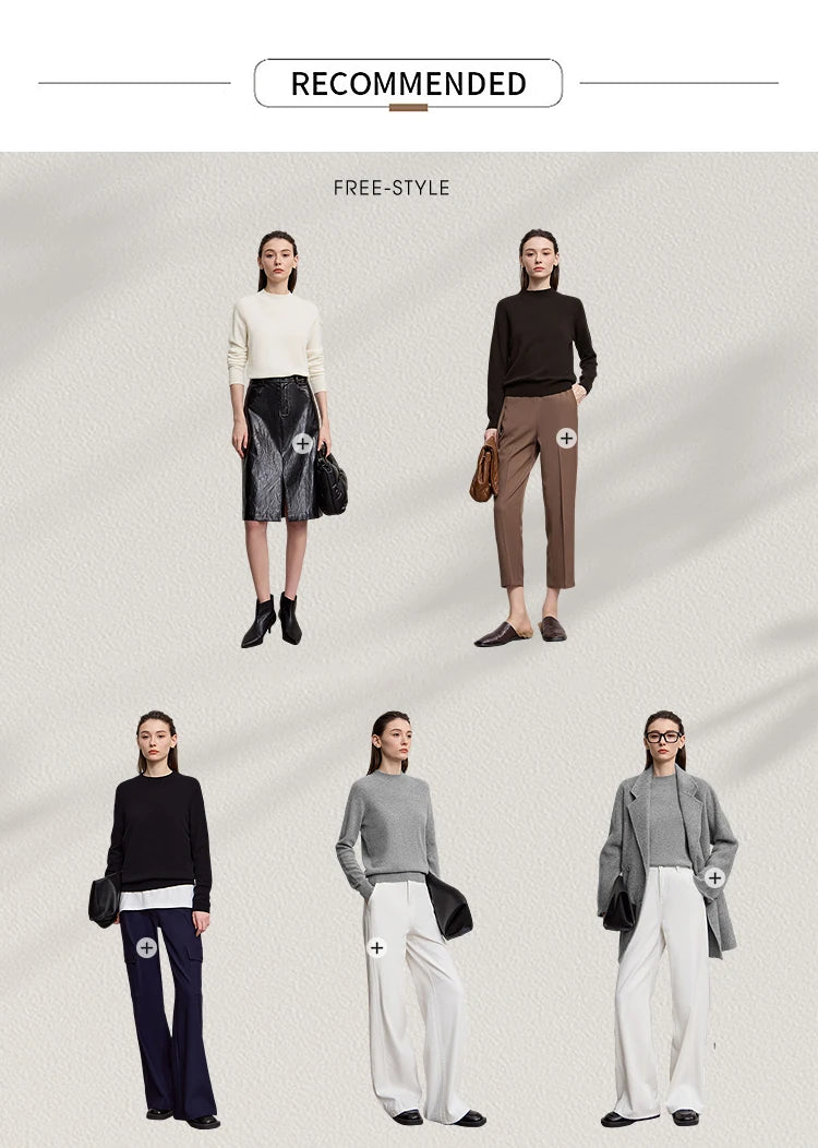 Damen-Rollkragenpullover Wolle-Kaschmir locker Herbst