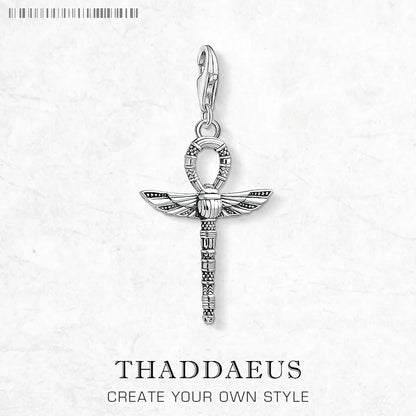 Lebenskreuz-Anhänger aus 925 Sterlingsilber mit Ankh-Charme und Skarabäus-Detail