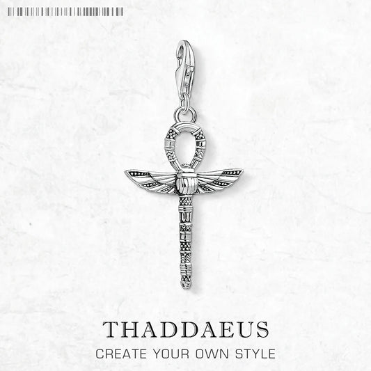 Lebenskreuz-Anhänger aus 925 Sterlingsilber mit Ankh-Charme und Skarabäus-Detail