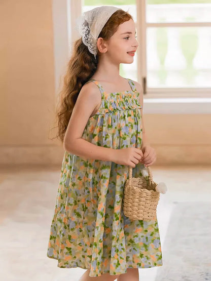 Leichtes Sommerkleid für Mädchen mit rosa Punkten und Prinzessinnen-Design – ideal für Partys und Hochzeiten
