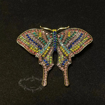 Brosche Katze Schmetterling Kristall Strass Barock Palast Tier Emaille Unisex