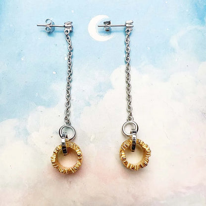 Damen-Ohrtropfen goldene Krone Vintage Rock aus Sterlingsilber