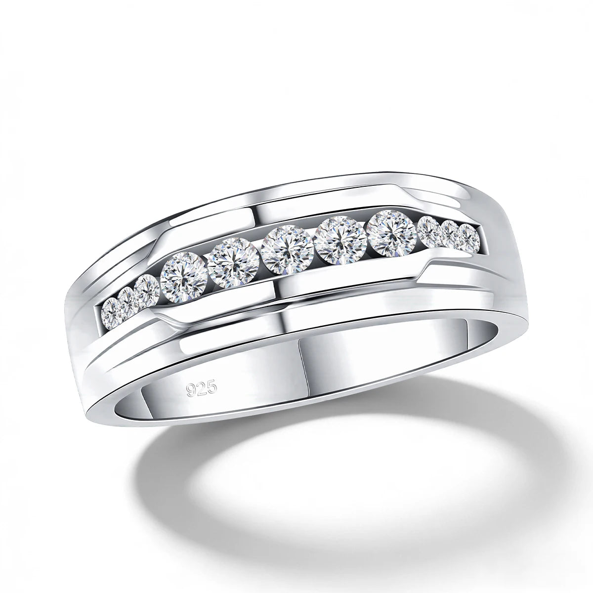 Unisex-Ring aus 925 Silber Moissanit-Verlobungsring Weißglanz für Damen und Herren