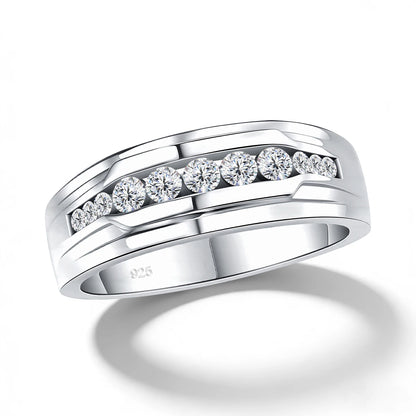Unisex-Ring aus 925 Silber Moissanit-Verlobungsring Weißglanz für Damen und Herren