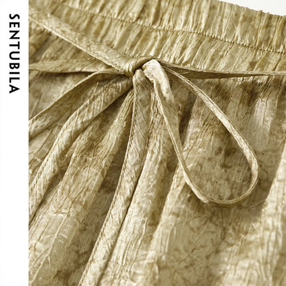 Damen Midi Rock im chinesischen Stil mit eleganter Schnürung und Schlitz