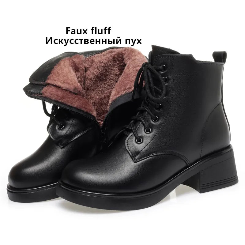 AIYUQI Women Marton Boots Winter 2025 New Genuine Leather Large Size Women Snow Boots Anti-Slip Women Motorcycle Boots