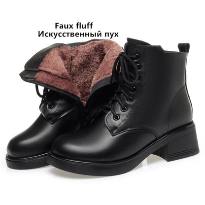 AIYUQI Women Marton Boots Winter 2025 New Genuine Leather Large Size Women Snow Boots Anti-Slip Women Motorcycle Boots