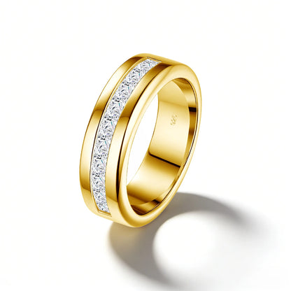 Paar-Ehering aus 925er Silber mit Moissanit für Verlobung und Hochzeit Romantischer Langlebiger Schmuck