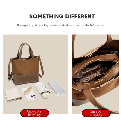 Damen Handtasche aus PU-Leder im Retro-Stil mit großer Kapazität