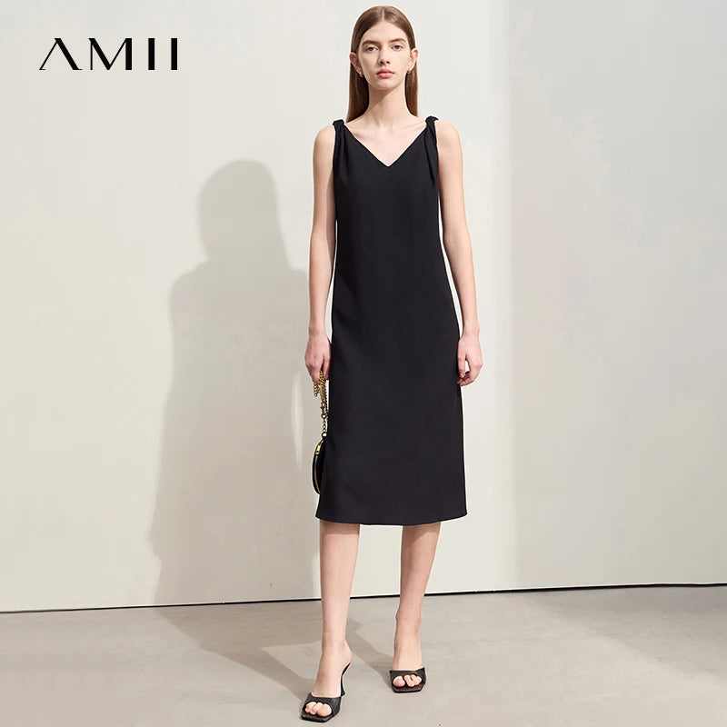 Moderne Damen Sommerkleid Armenlos mit V-Ausschnitt und Rückenfreiem Look