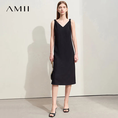 Moderne Damen Sommerkleid Armenlos mit V-Ausschnitt und Rückenfreiem Look