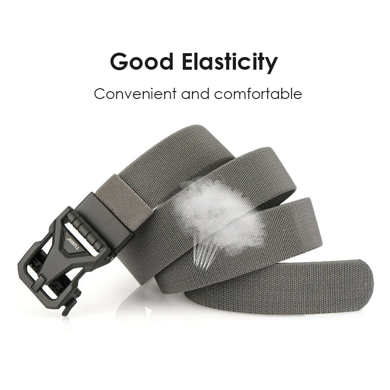 Herren Gürtel Elastisch Verstellbar Blau Mit Automatik-Schnalle Nylon-Stretch Breite 3,8 cm Größe 100–120 cm
