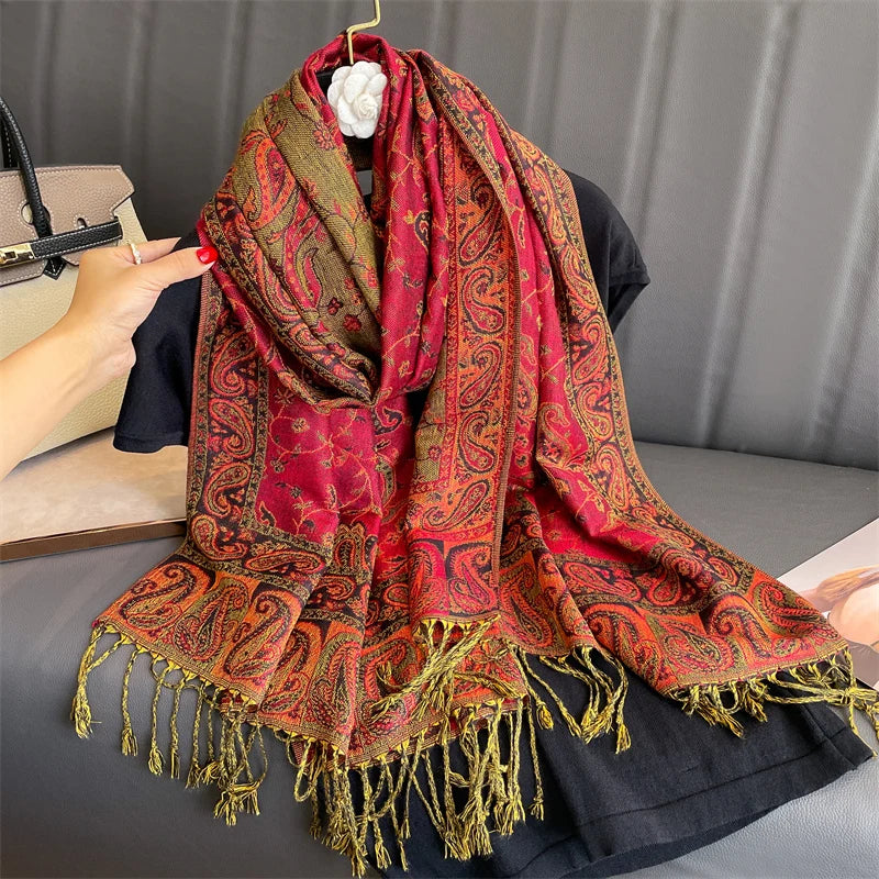 Damen Winterschal Kaschmir Pashmina Luxus Druck warm Stolen Foulard B