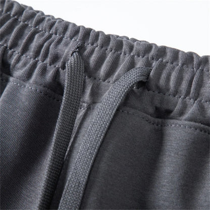 Herren-Shorts: Detailansicht elastischer Bund mit Kordelzug, dunkelgrau