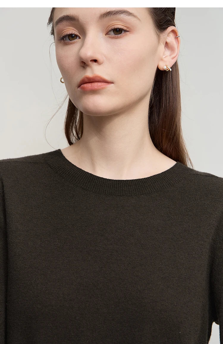 Damen V-Ausschnitt Pullover 100 % Wolle Basic Herbst-Winter