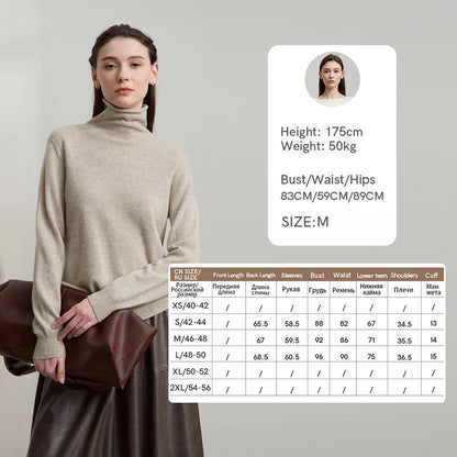 Damen-Rollkragenpullover Wolle-Kaschmir warm elegant Herbst-Winter