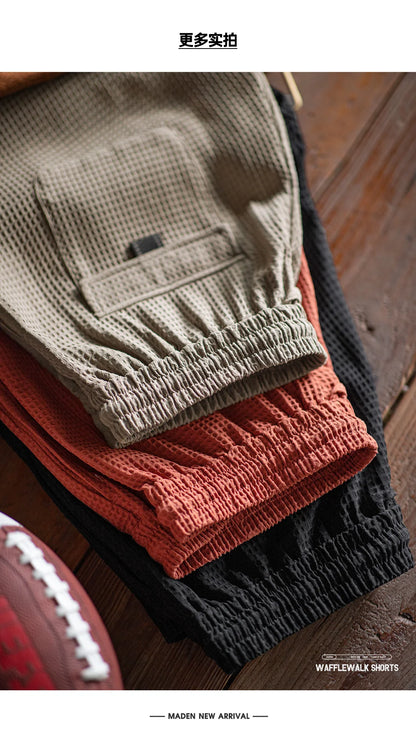 Herren Basketball-Shorts aus Waffelstoff mit elastischer Taille für den Sommer