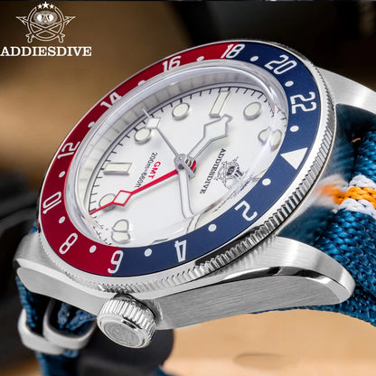 Herren-GMT-Quarzuhr mit Ronda-Werk und Nylonarmband