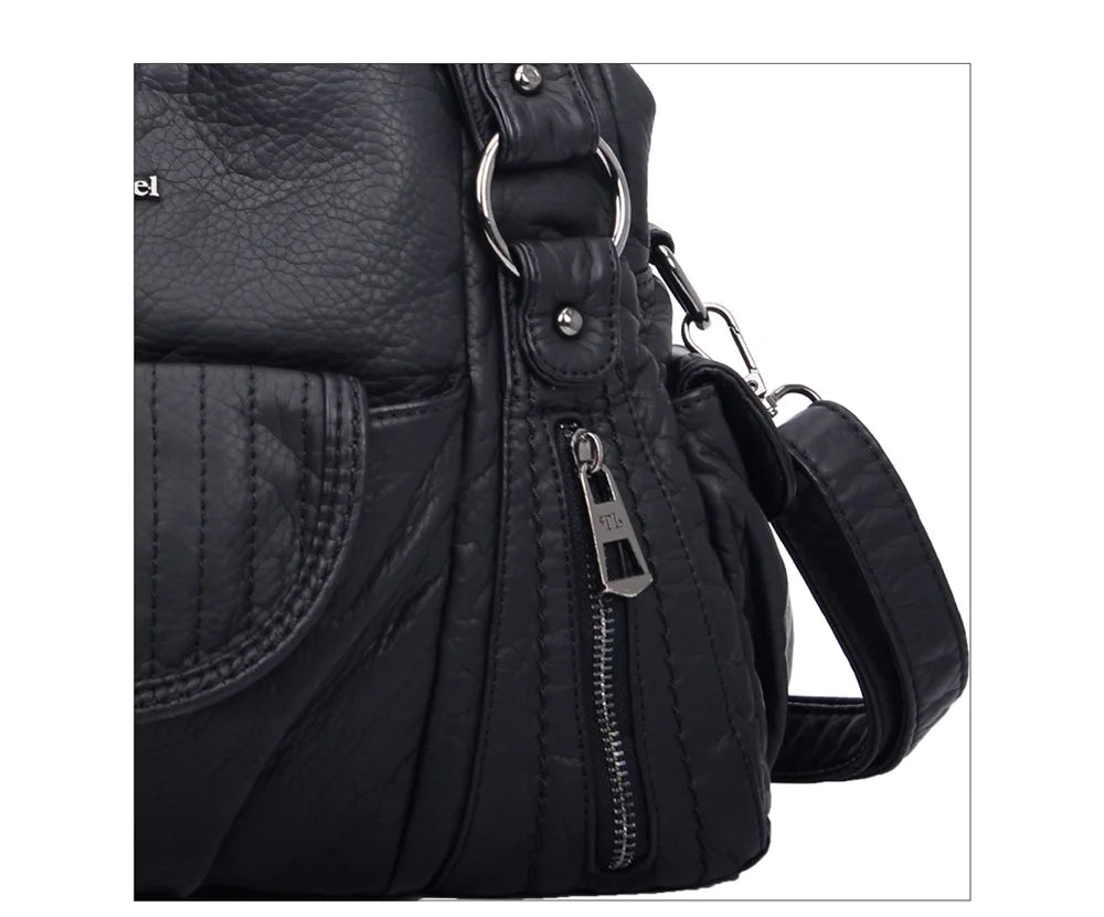 Damen-Hobo-Tasche aus Vintage-Leder mit verstellbarem Tragegurt und Mehrfachtaschen
