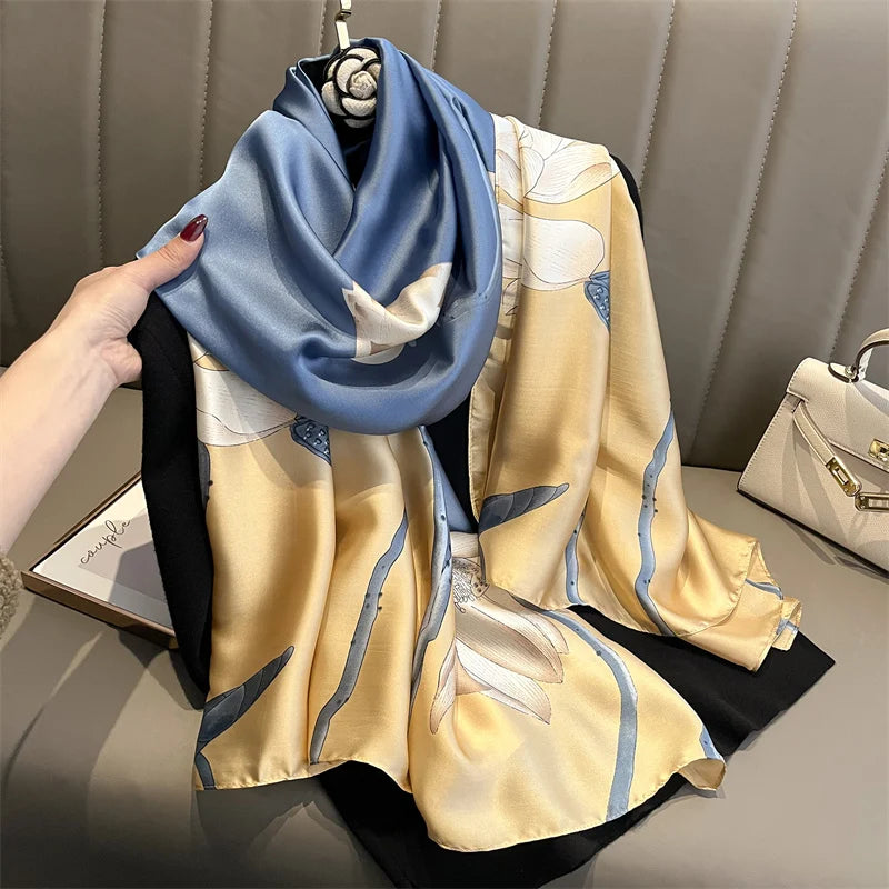 Damen Seidenschal groß 180x90cm Sommer Strand Foulard Bandana weich