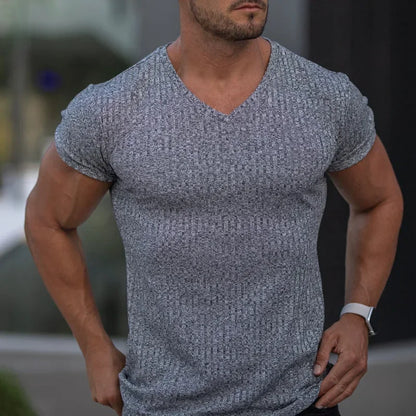 Modisches Herren-Casual-T-Shirt mit Streifen und Rundhalsausschnitt – ideal für den Sommer