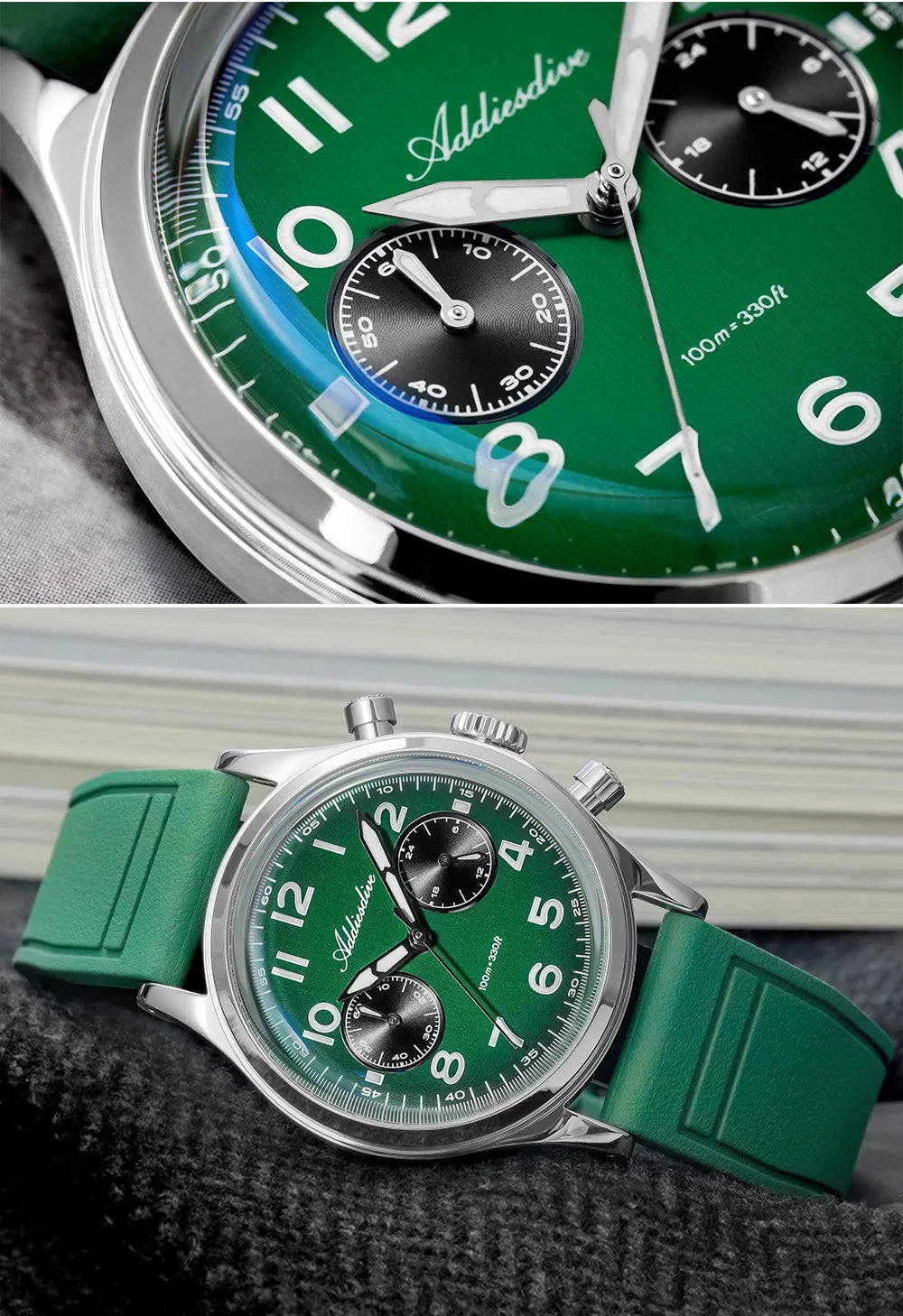 Herren-Chronograph mit VK64-Quarzwerk und Bubble-Glas