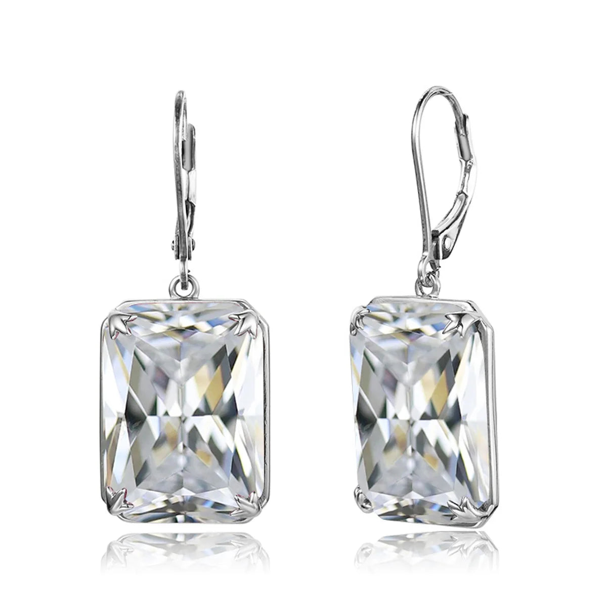 Damen-Ohrringe Silber 925 mit Mystic Regenbogen-Topas im rechteckigen Boho-Stil, Modeschmuck