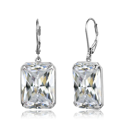 Damen-Ohrringe Silber 925 mit Mystic Regenbogen-Topas im rechteckigen Boho-Stil, Modeschmuck