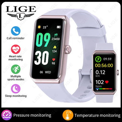 LIGE 1,47-Zoll-HD-Bildschirm-Smartwatch für Männer und Frauen, wasserdicht, Fitness, Sportarmband, Herzfrequenz-Thermometer, Smartwatch, 2025, Neu