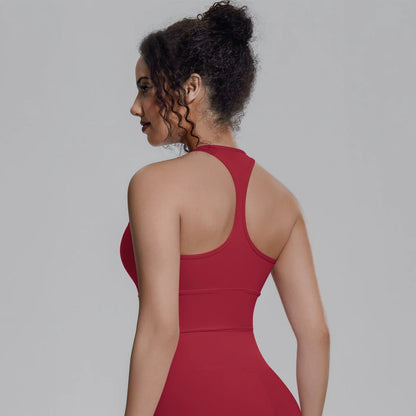 Damen Yoga-Top, ärmellos, rotes Racerback mit tiefem Rückenausschnitt