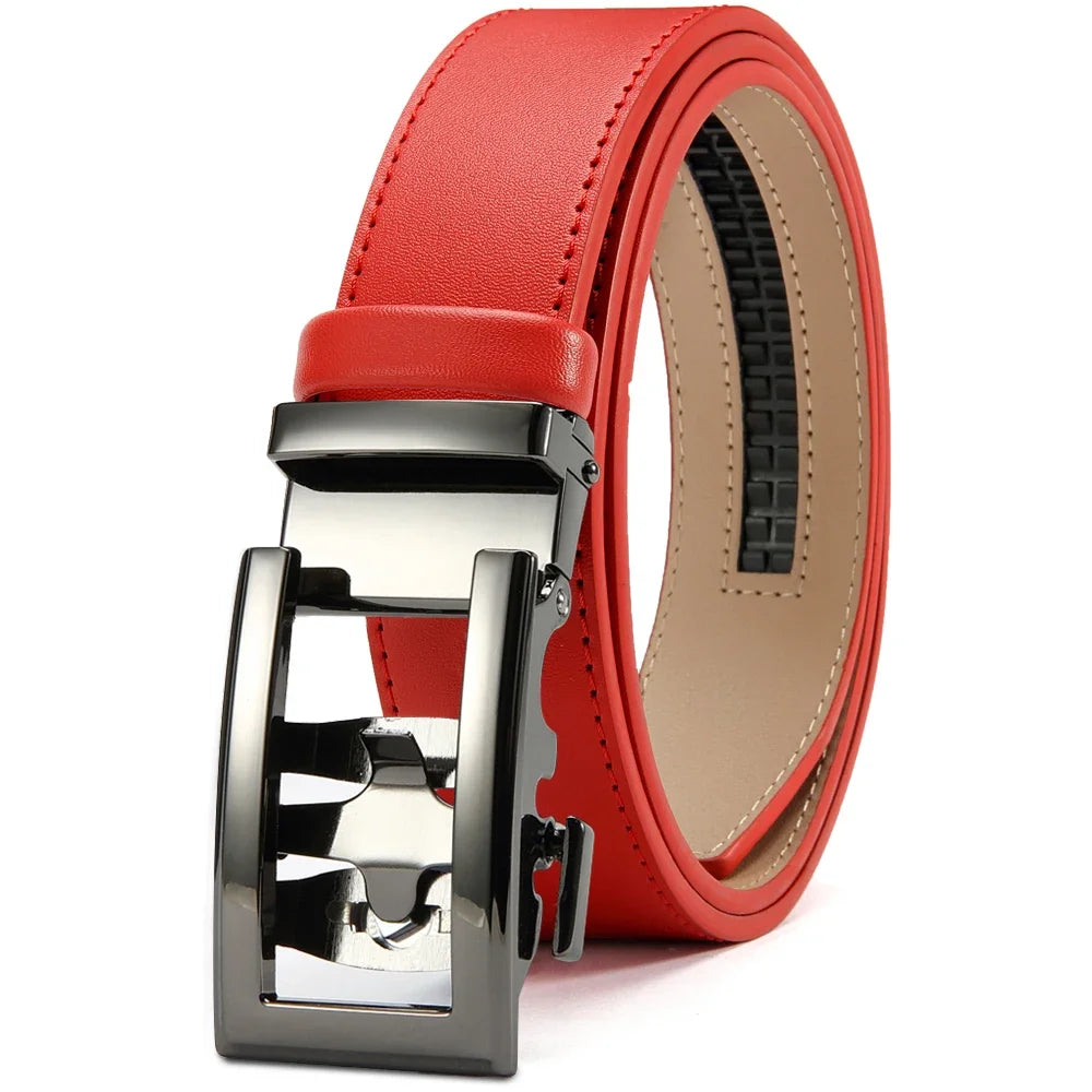 Herren Echtleder-Gürtel Hohles Muster Automatik-Schnalle Unisex 3,5 cm