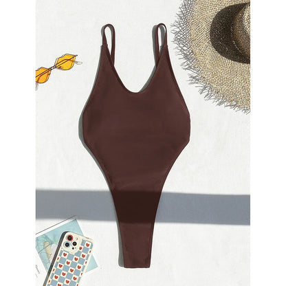 Damen Badeanzug hoher Beinausschnitt Monokini Micro Tanga rückenfrei