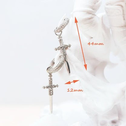 Damen-Creolen Schwert-Kreuz weißer Zirkonia 925 Sterlingsilber