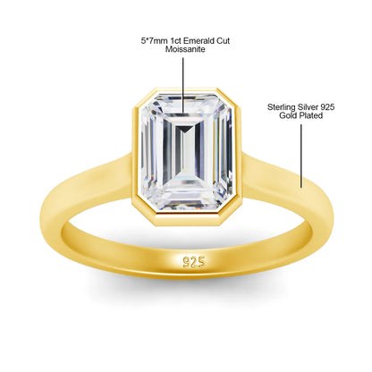 Damen-Ring aus Silber 925 mit Moissanit im Smaragd-Schliff 1 Karat Zertifikat inklusive Echtheitsprüfung